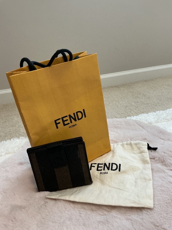 Fendi Pequin Stripe Kiss Compact Wallet - Picture 1 of 5